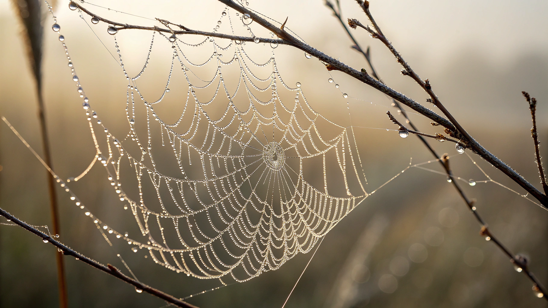 Detailed macro shot of a spider in its web