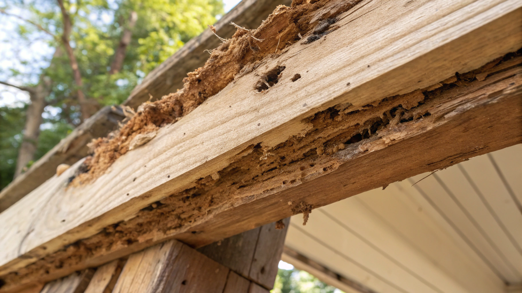 Termite damage on wooden structure