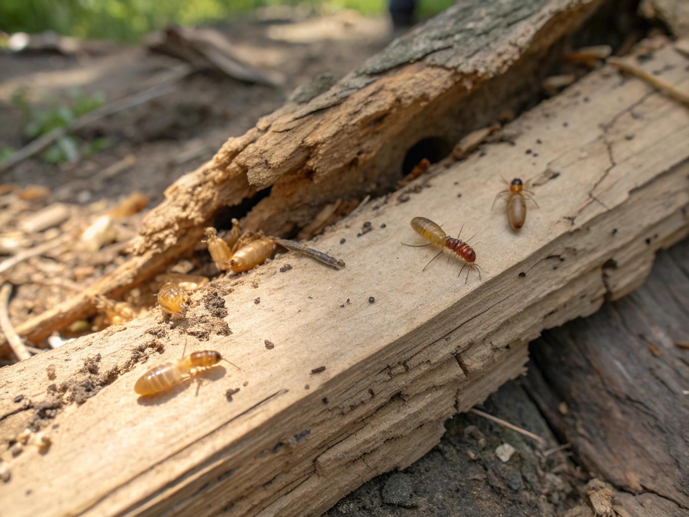 Termite damage on wooden structure
