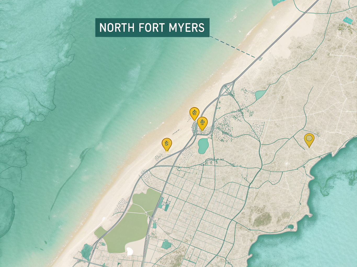 Map showing North Fort Myers and surrounding service areas
